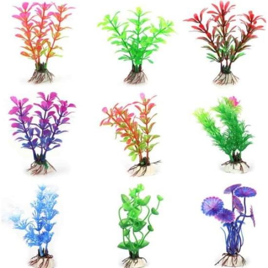 Akvaryum Yapay Süs Bitkisi Genişlik: 4 cm Yükseklik: 30 cm  10 model (4 adet)