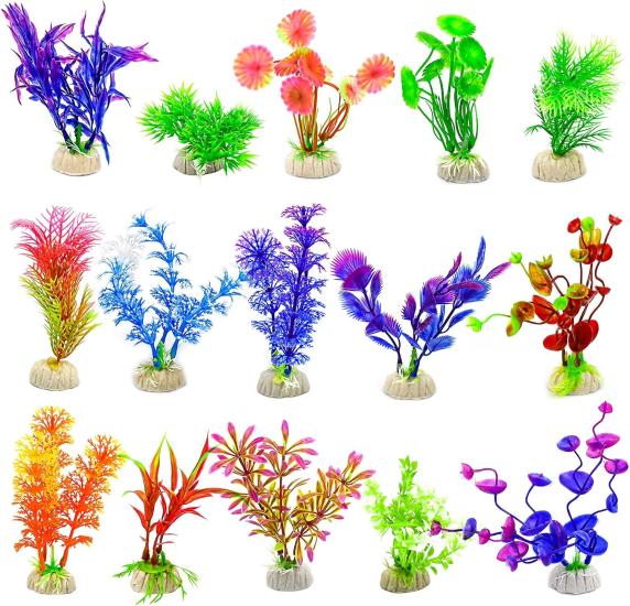 Akvaryum Yapay Süs Bitkisi Yükseklik: 12 cm  25 model (4 adet)