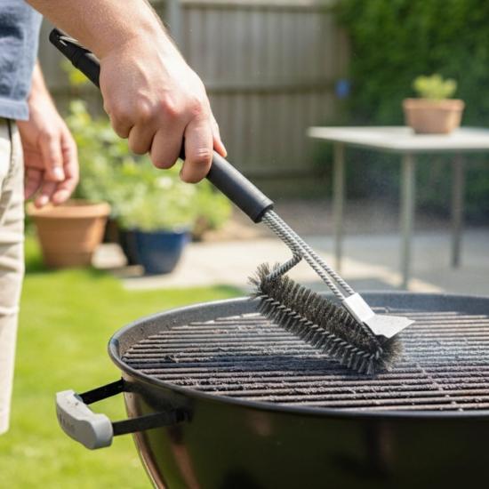 Hayhay Ticaret® Mangal Izgara Temizleme Fırçası – Paslanmaz Çelik Telli, Uzun Saplı Grill Temizlik Aparatı Mangal Temizlik Fırçası