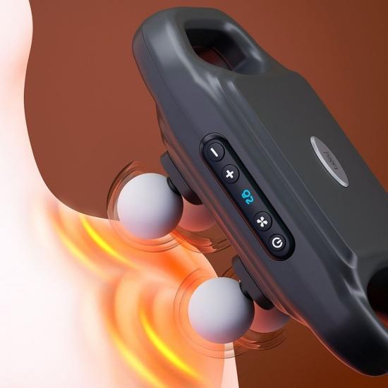 Hayhay Ticaret®4 Başlıklı Masaj Tabancası – 12W Derin Doku & Kas Ağrısı Giderici, 20 Seviye & 6 Mod - Siyah