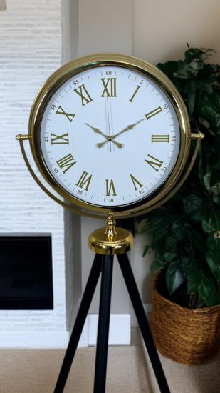 Zentime Gold Göz Alıcı Tripod Ayaklı Duvar Saati