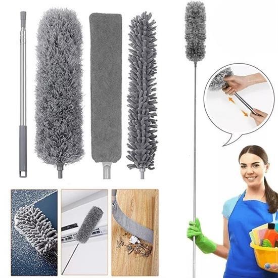 BUFFER® Teleskopik 3’lü Mop Toz Alma Püskülü Çok Fonksiyonlu Temizlik Seti