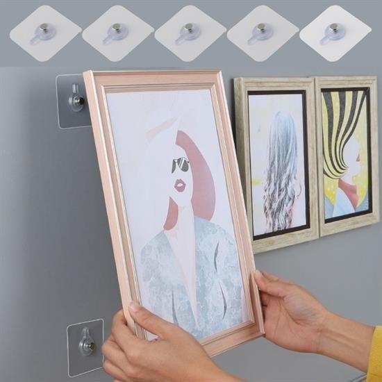 Hayhay Ticaret® Süper Güçlü Çerçeve Askısı Pin Delgisiz Vidalı Tırnak Kanca Yapışkanlı Raf Tutucu Askı 4 Adet