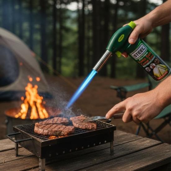 Hayhay Ticaret® Outdoor Kamp, Piknik ve Tamir İşleri İçin Kamp Gazı Seti – Taşınabilir Pürmüz Alev Tabancası ve Yüksek Performanslı Gaz Kartuşu