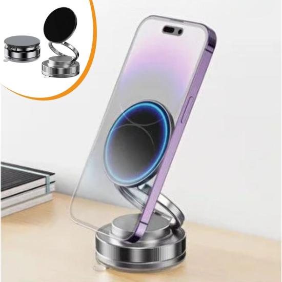 Hayhay Ticaret® Vakumlu Manyetik Telefon Tutucu – Güçlü Vakum 360° Döner Araç İçi Telefon Standı, Ultra Sabit Manyetik Destekli Mobil Cihaz Aparatı