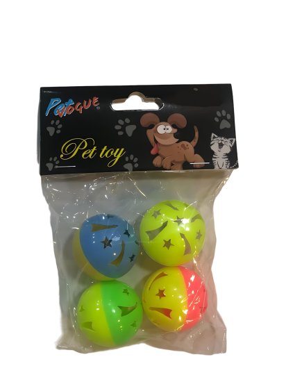 4’lü Çıngıraklı Renkli Plastik top 4 cm