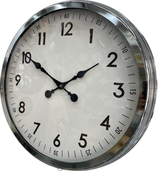 Zentime  Krom Zarif 60 Cm Metal Duvar Saati