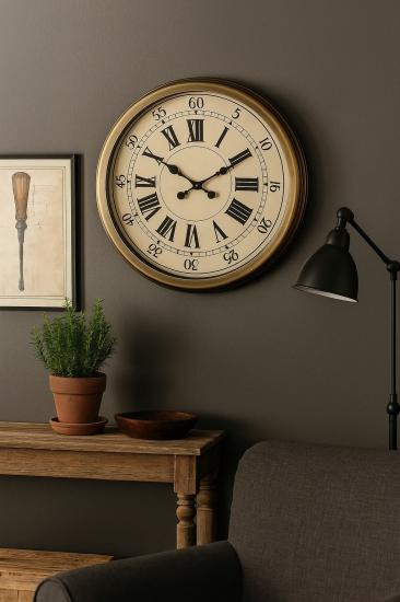 Zentime 60 Cm Eskitme Vintage Duvar Saati