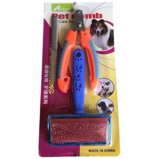 Kedi Köpek Taraklı Tırnak Makaslı Bakım Seti Tarak + Tırnak Makası