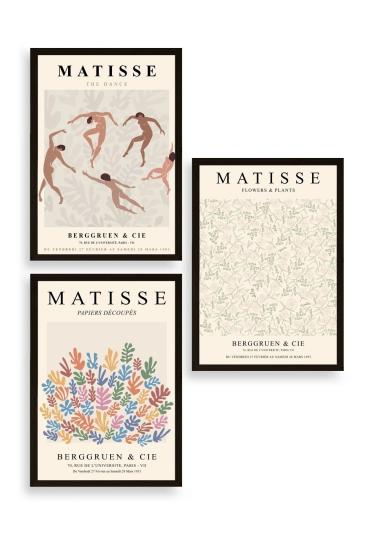 Matisse Üçlü Ahşap Çerçeveli Tablo
