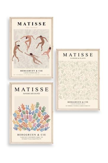 Matisse Üçlü Ahşap Çerçeveli Tablo
